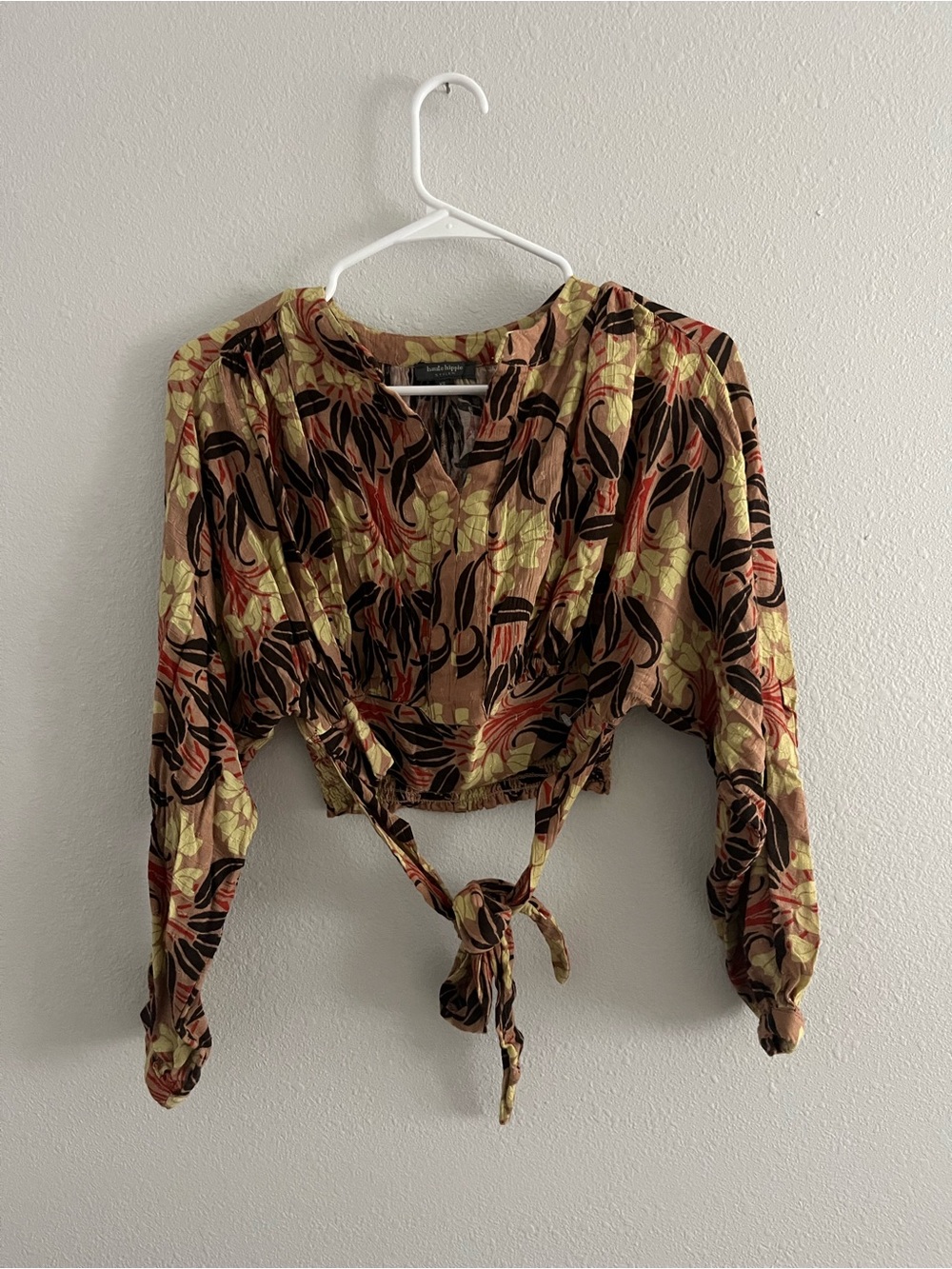 Haute Hippie Floral Wrap Crop Blouse Size XS